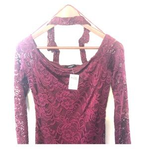 Lace long sleeve dress with neck piece